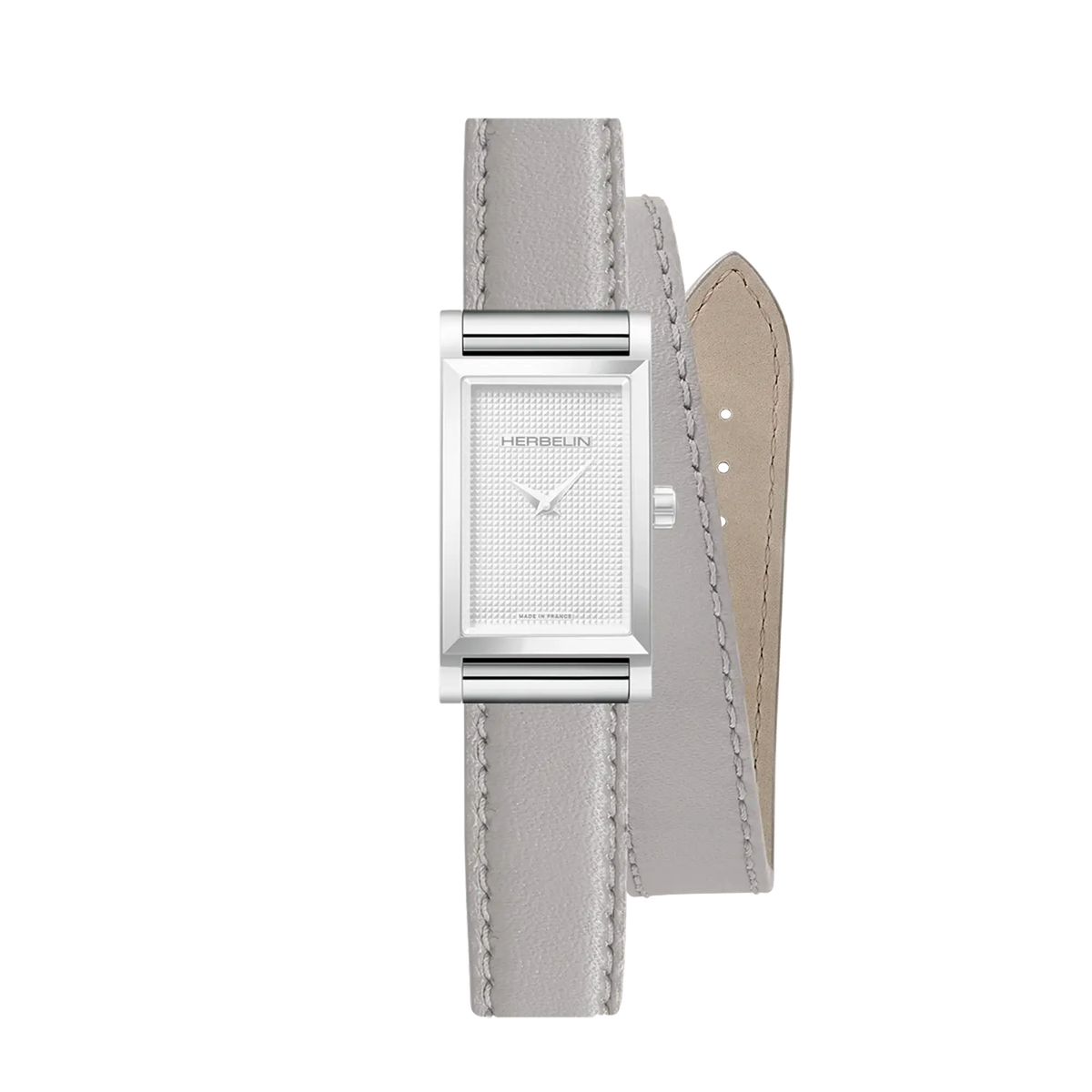 ⁣⁢Bracciale Antarès doppio in pelle grigia⁤⁣