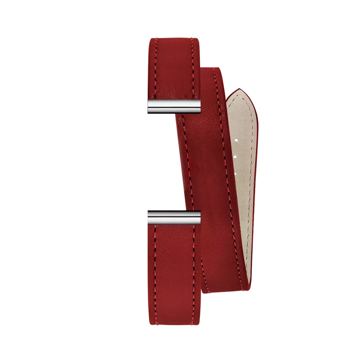 ⁣⁢Bracciale Antarès doppio in pelle rossa⁤⁣