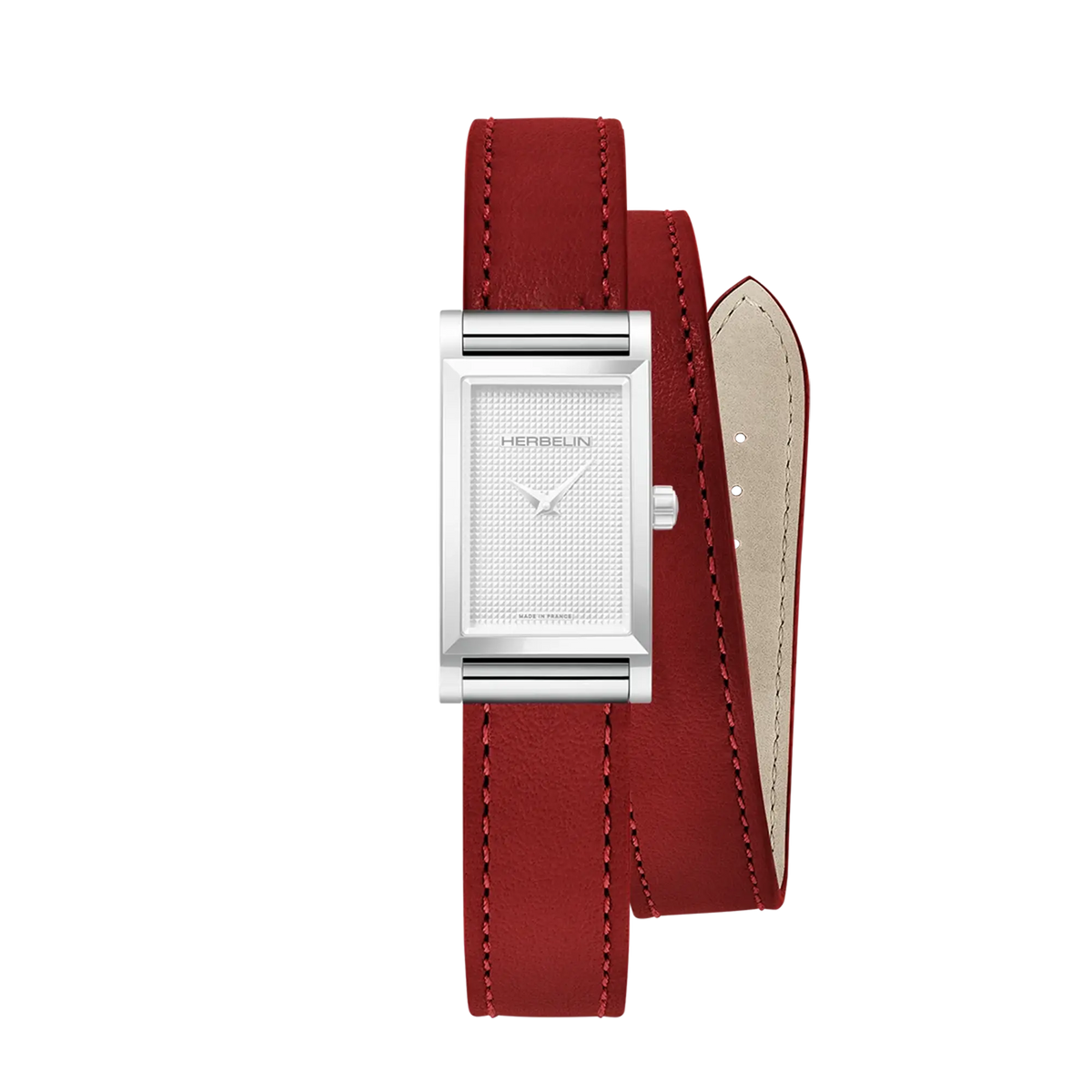 ⁣⁢Bracciale Antarès doppio in pelle rossa⁤⁣