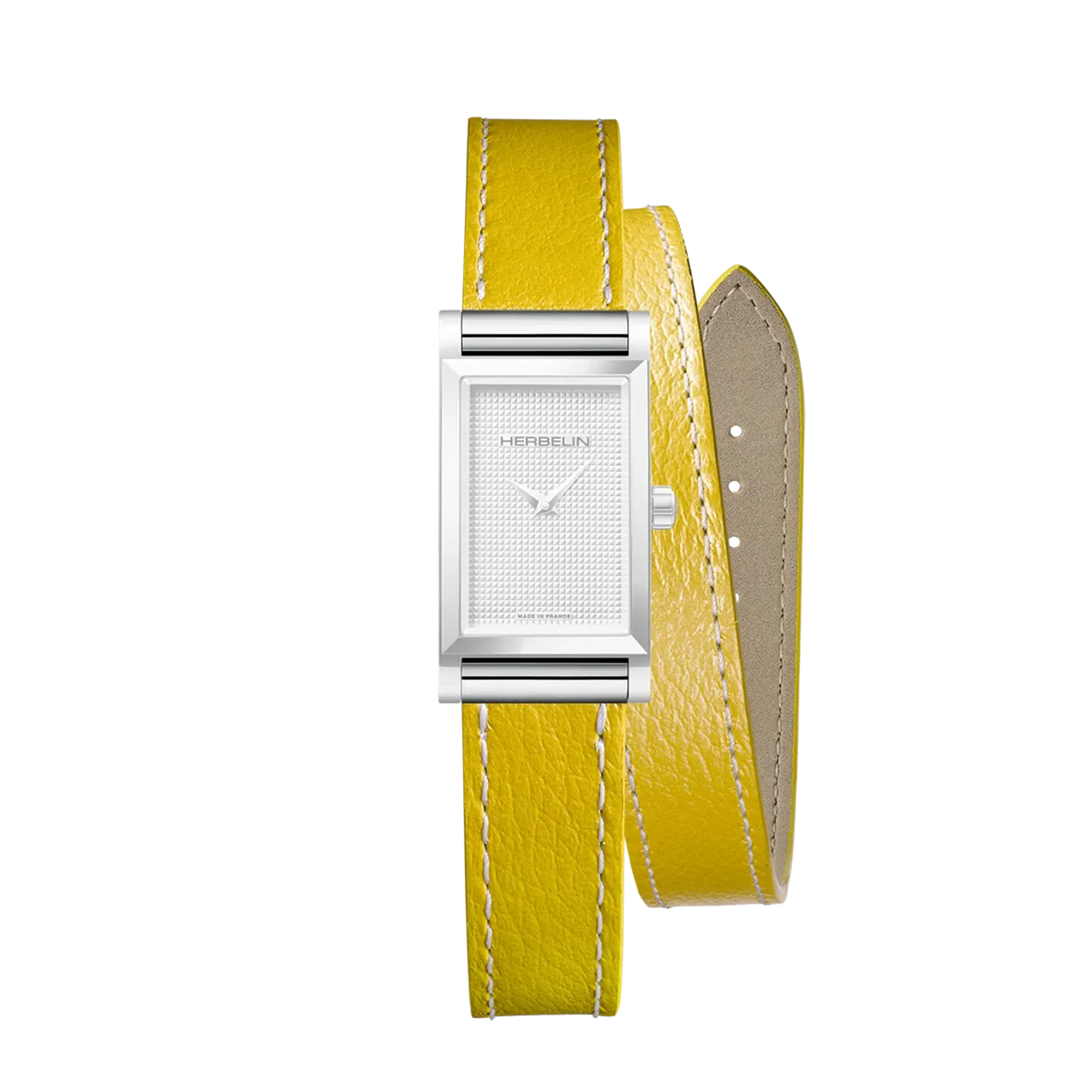 Bracelet Antarès double en cuir jaune