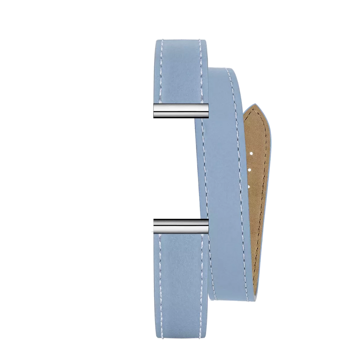 ⁣⁢Brazalete Antarès doble de piel azul⁤⁣