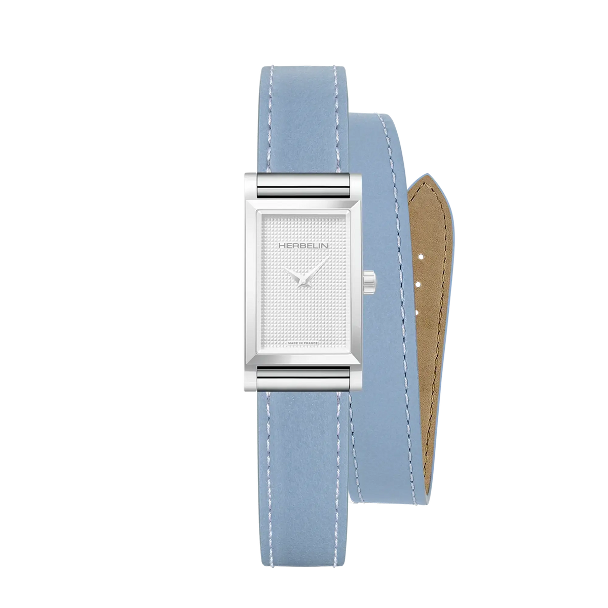 ⁣⁢Brazalete Antarès doble de piel azul⁤⁣