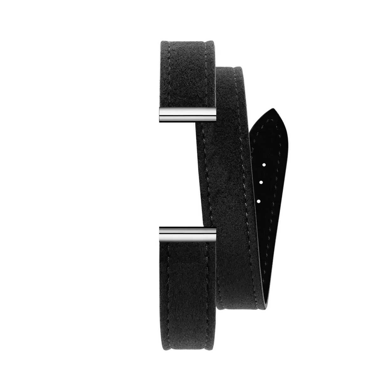 ⁣⁢Bracciale Antarès doppio in camoscio nero⁤⁣