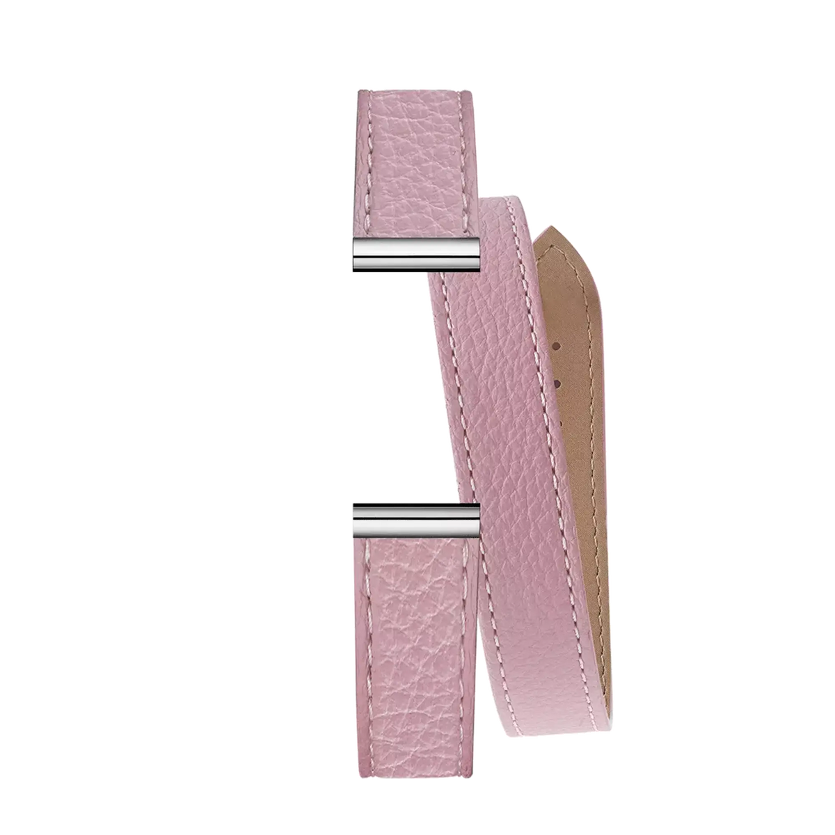 ⁣⁢Bracciale Antarès doppio in pelle grana rosa⁤⁣