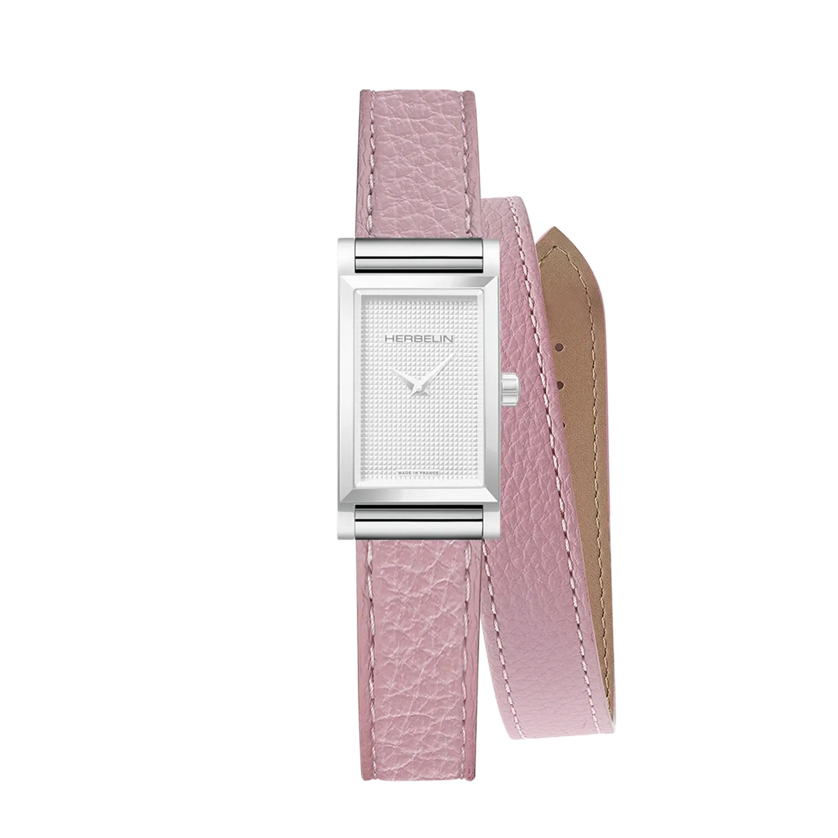 ⁣⁢Bracciale Antarès doppio in pelle grana rosa⁤⁣