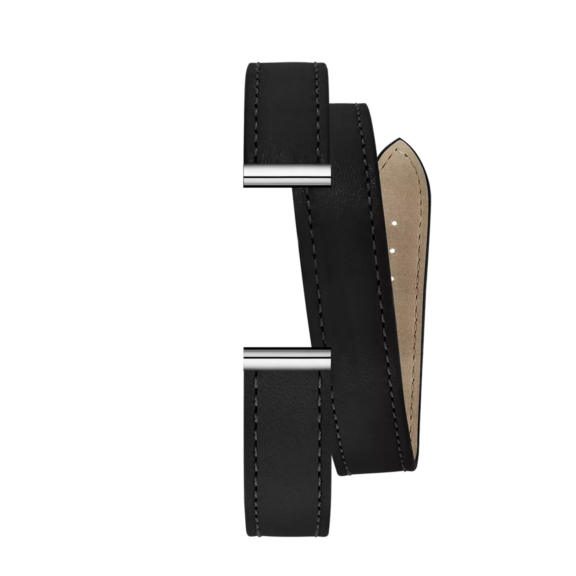 Bracelet Antarès double en cuir noir