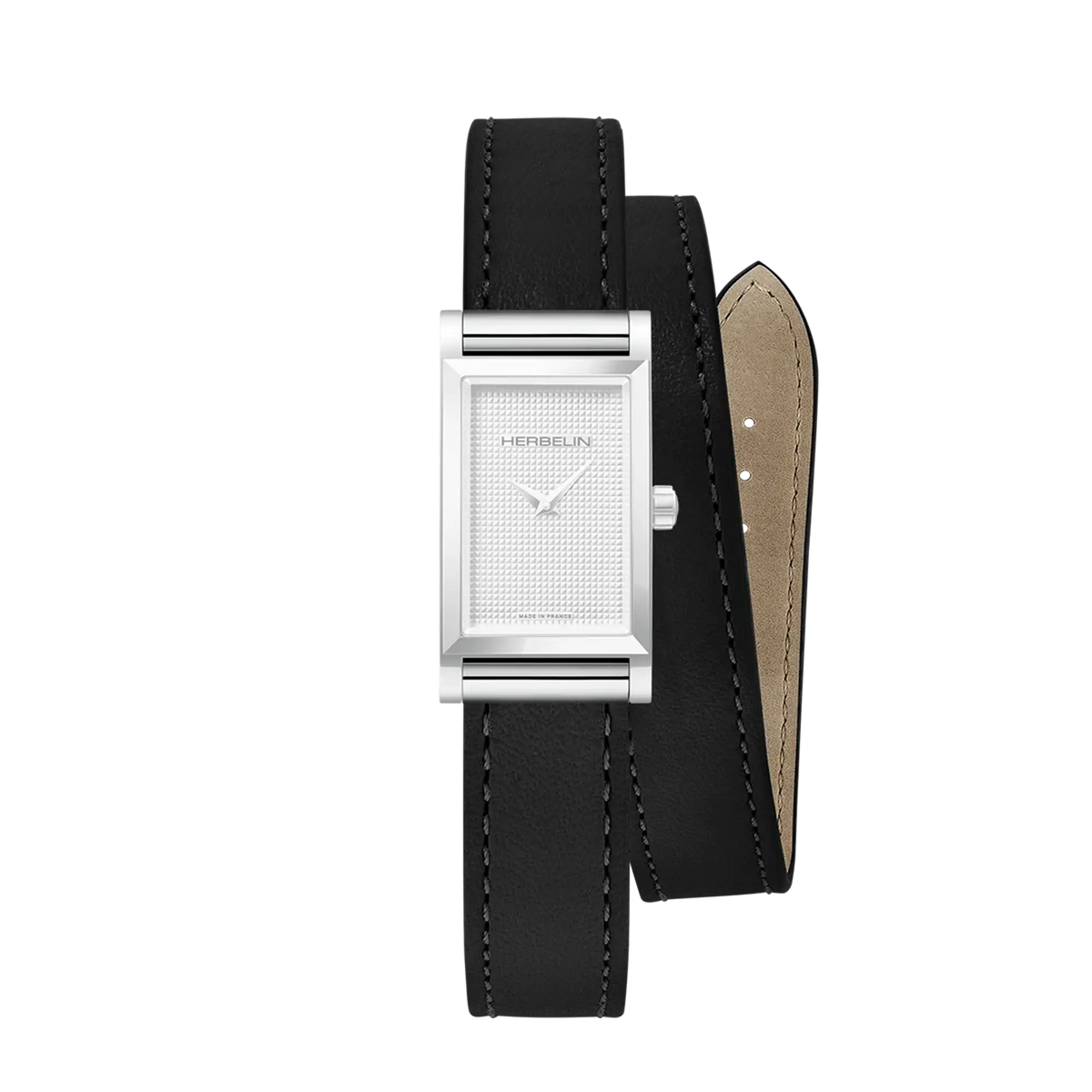 ⁣⁢Bracciale Antarès doppio in pelle nera⁤⁣