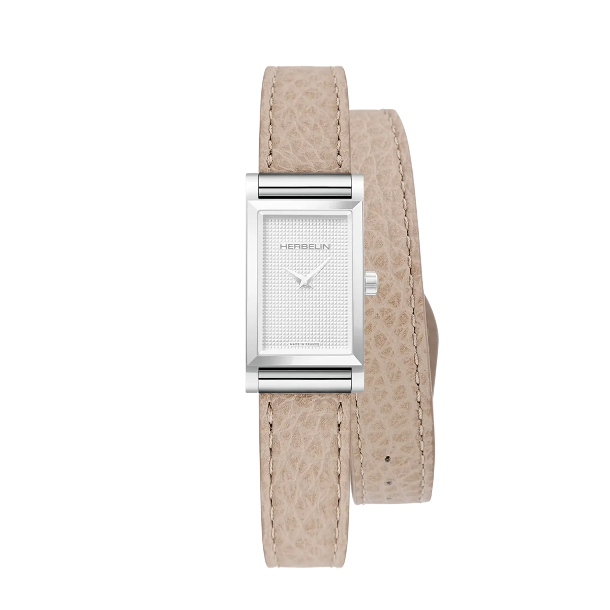 Bracelet Antarès double en cuir beige