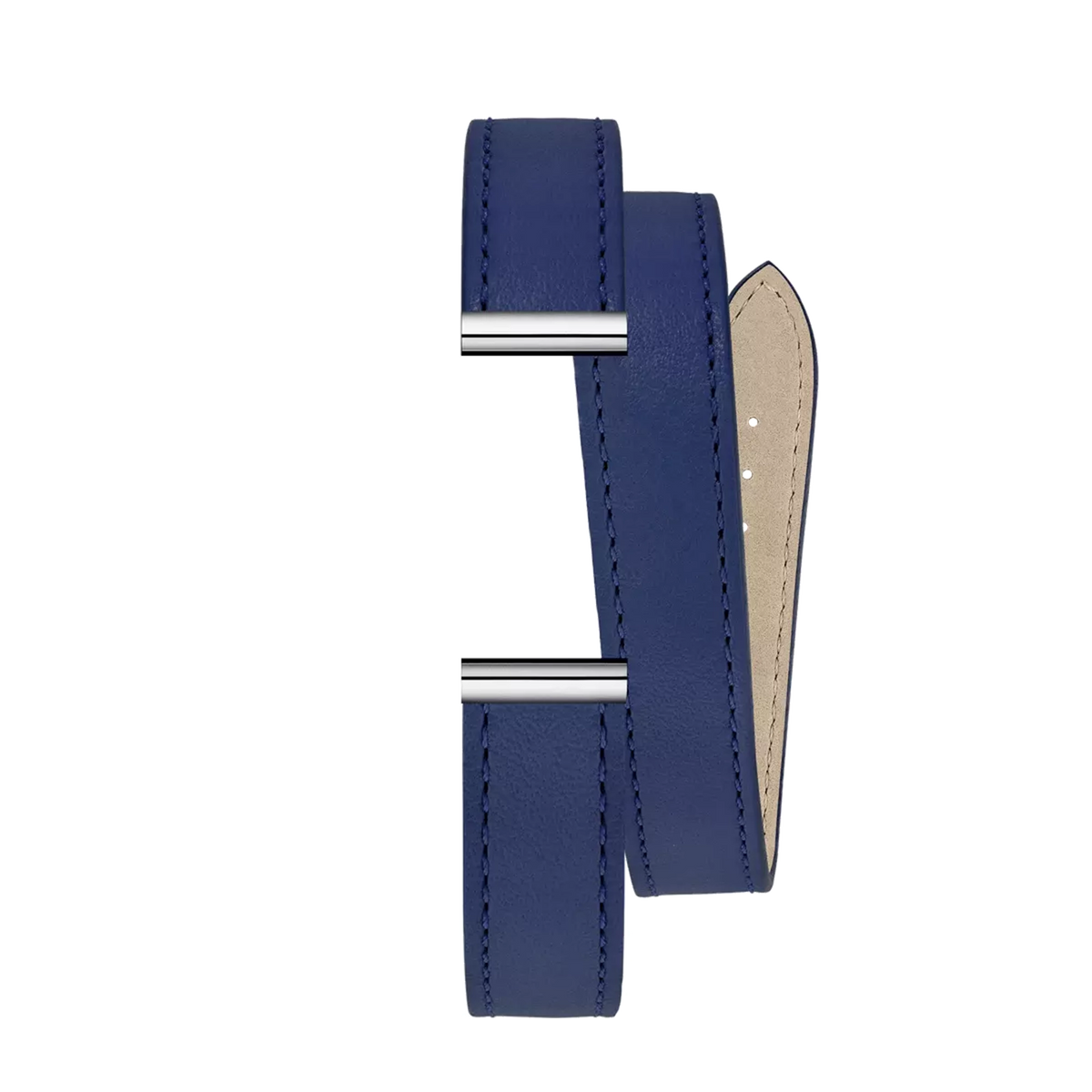⁣⁢Brazalete Antarès doble de piel azul⁤⁣