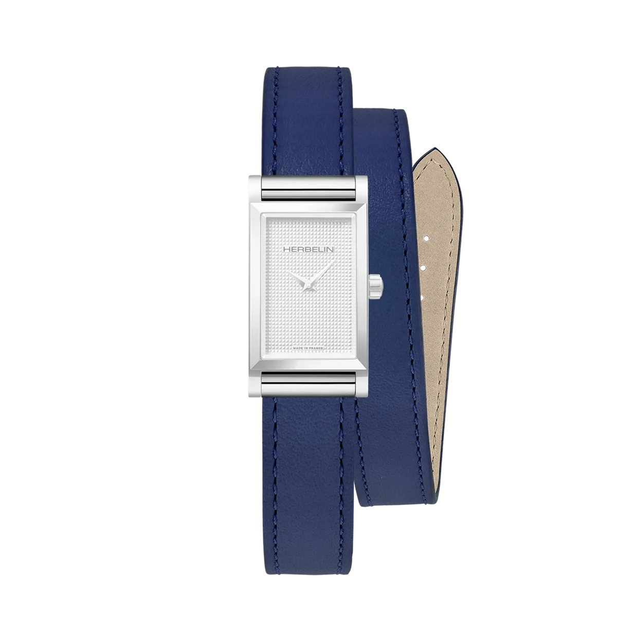 ⁣⁢Brazalete Antarès doble de piel azul⁤⁣