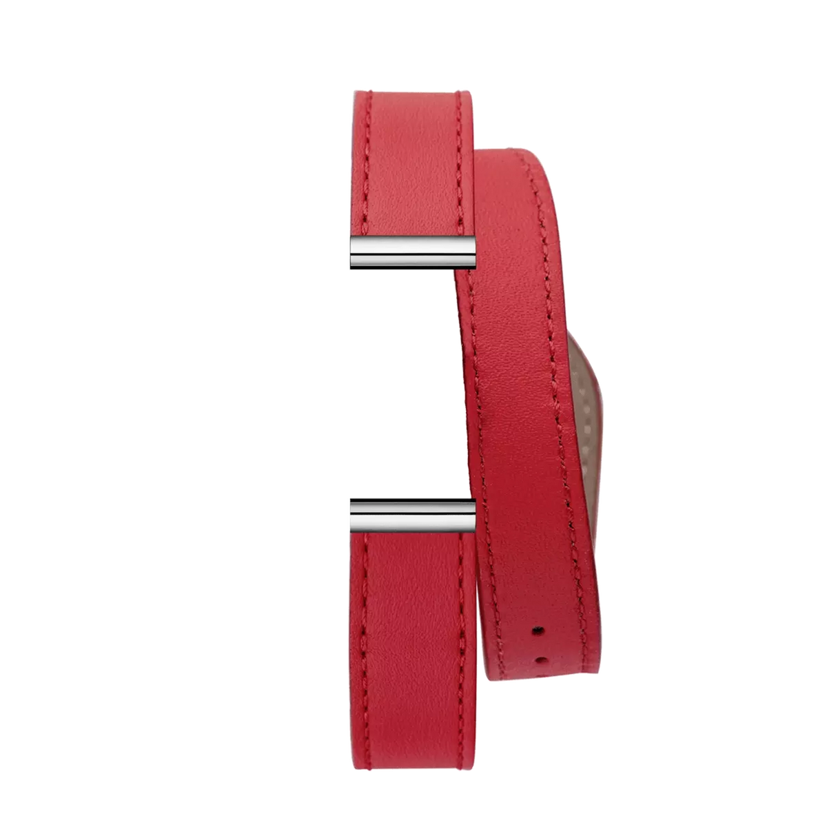 ⁣⁢Bracciale Antarès doppio in pelle rossa⁤⁣