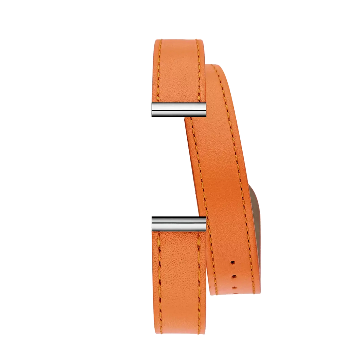 ⁣⁢Bracciale Antarès doppio in pelle arancione⁤⁣