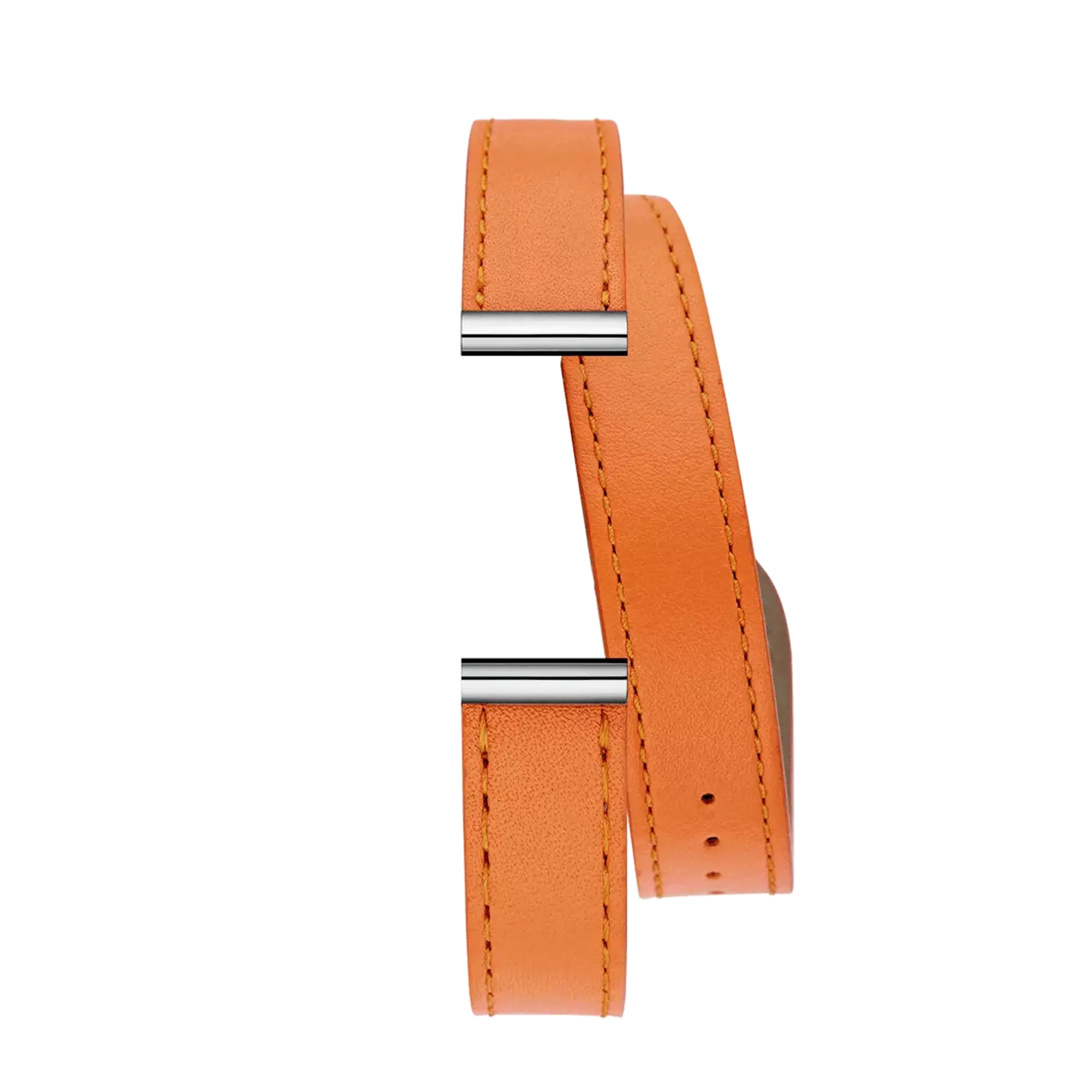 Bracelet Antarès double en cuir orange