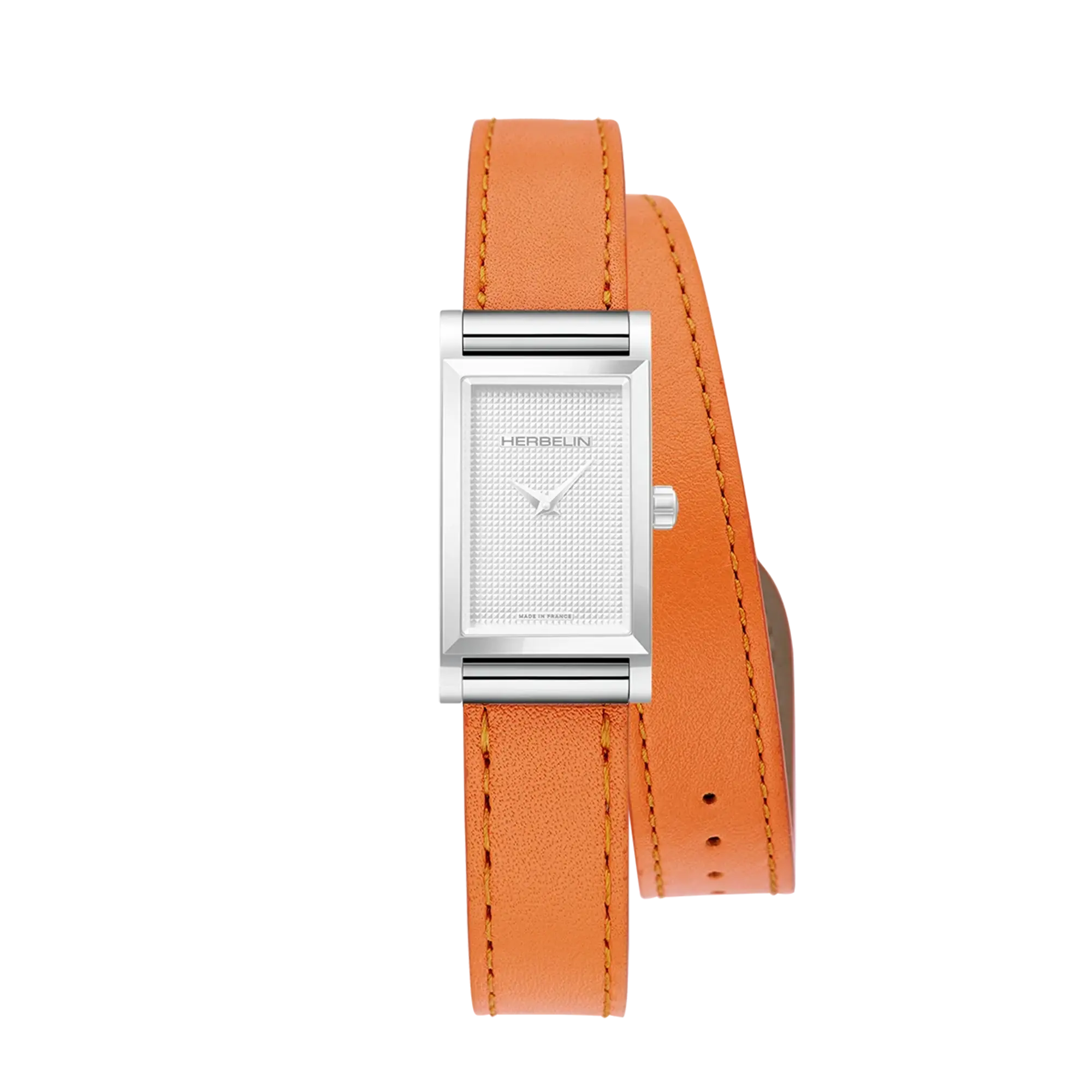 Bracelet Antarès double en cuir orange