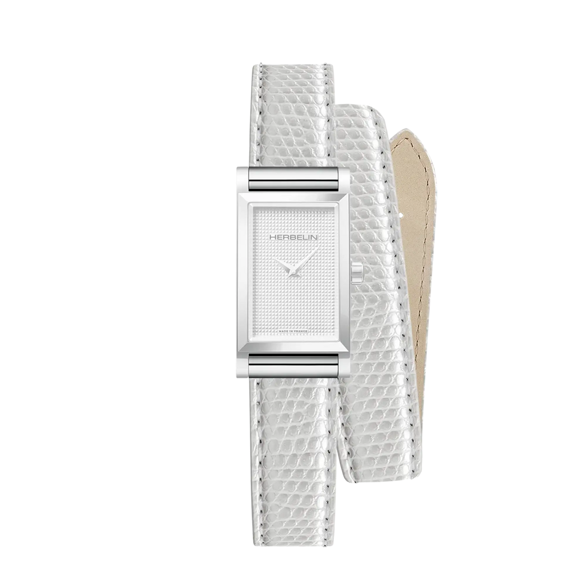 ⁣⁢Brazalete Antarès doble en iguana blanco⁤⁣