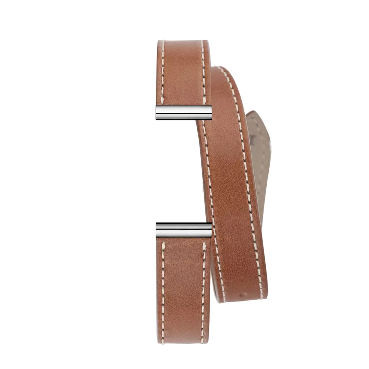 ⁣⁢Pulsera Antarès doble de piel camel⁤⁣