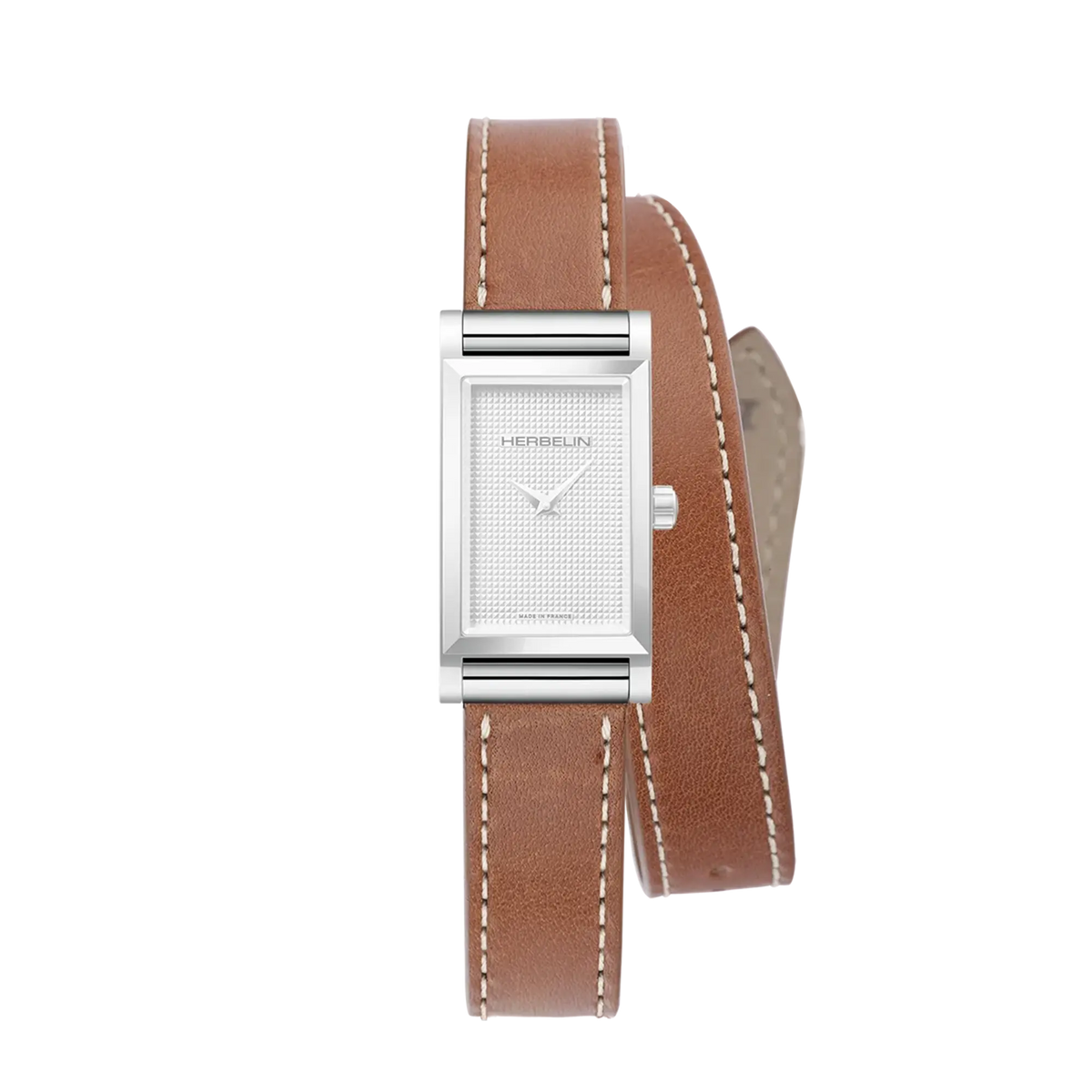⁣⁢Pulsera Antarès doble de piel camel⁤⁣