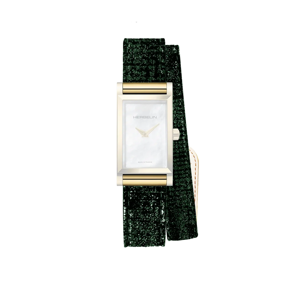 ⁣⁢Bracciale Antarès doppio in pelle verde⁤⁣
