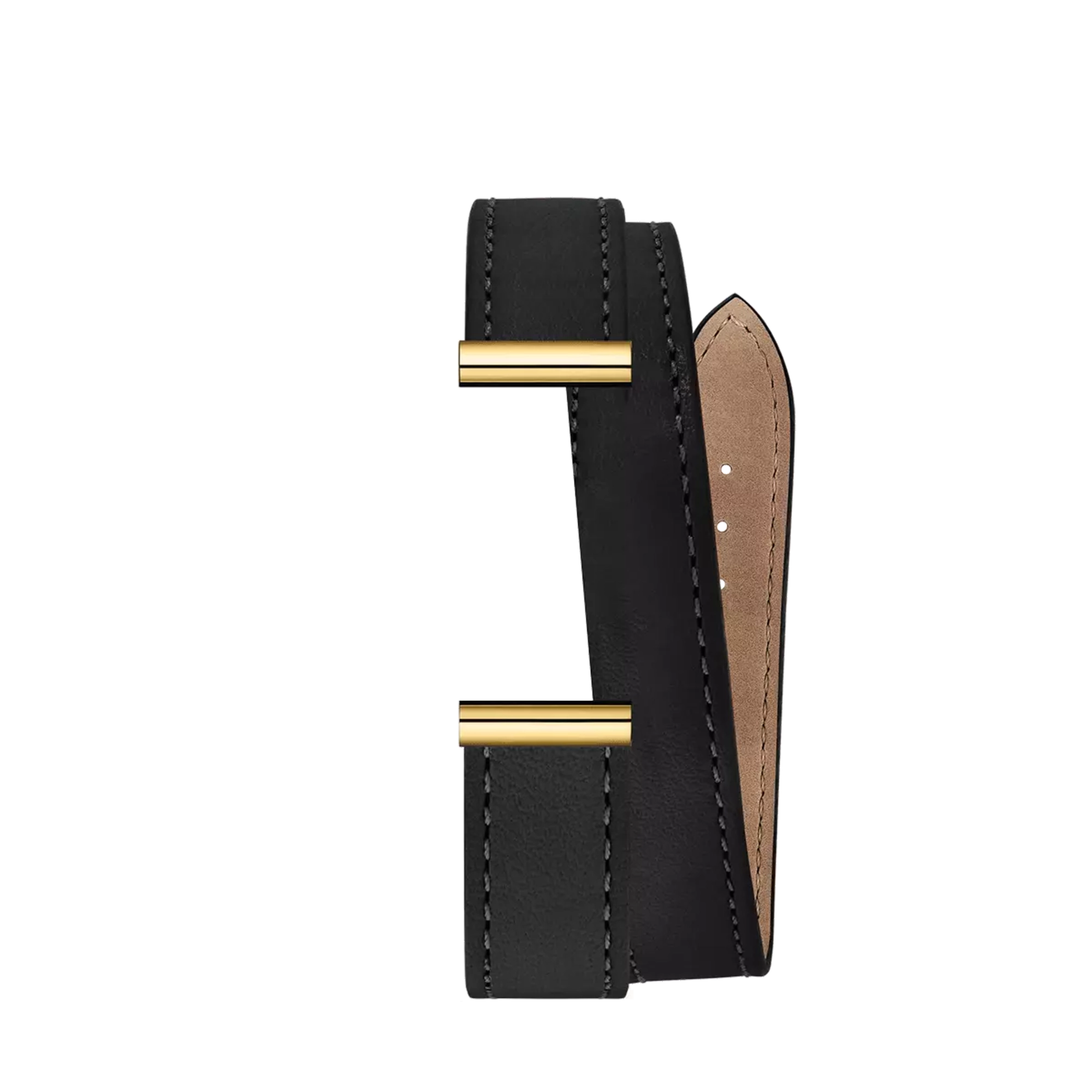 Bracelet Antarès double en cuir noir