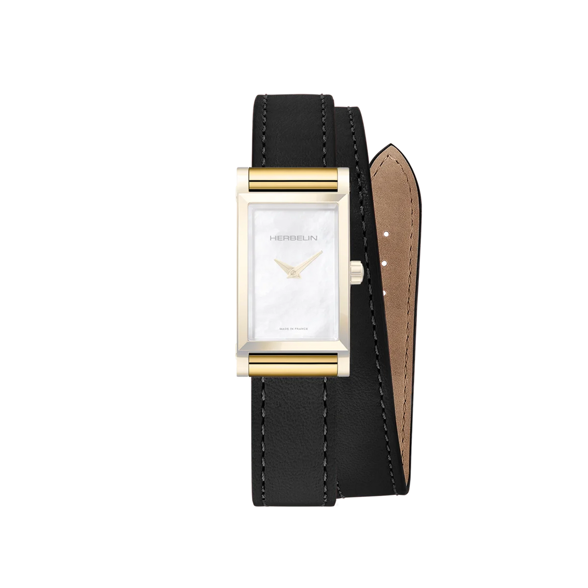 ⁣⁢Bracciale Antarès doppio in pelle nera⁤⁣