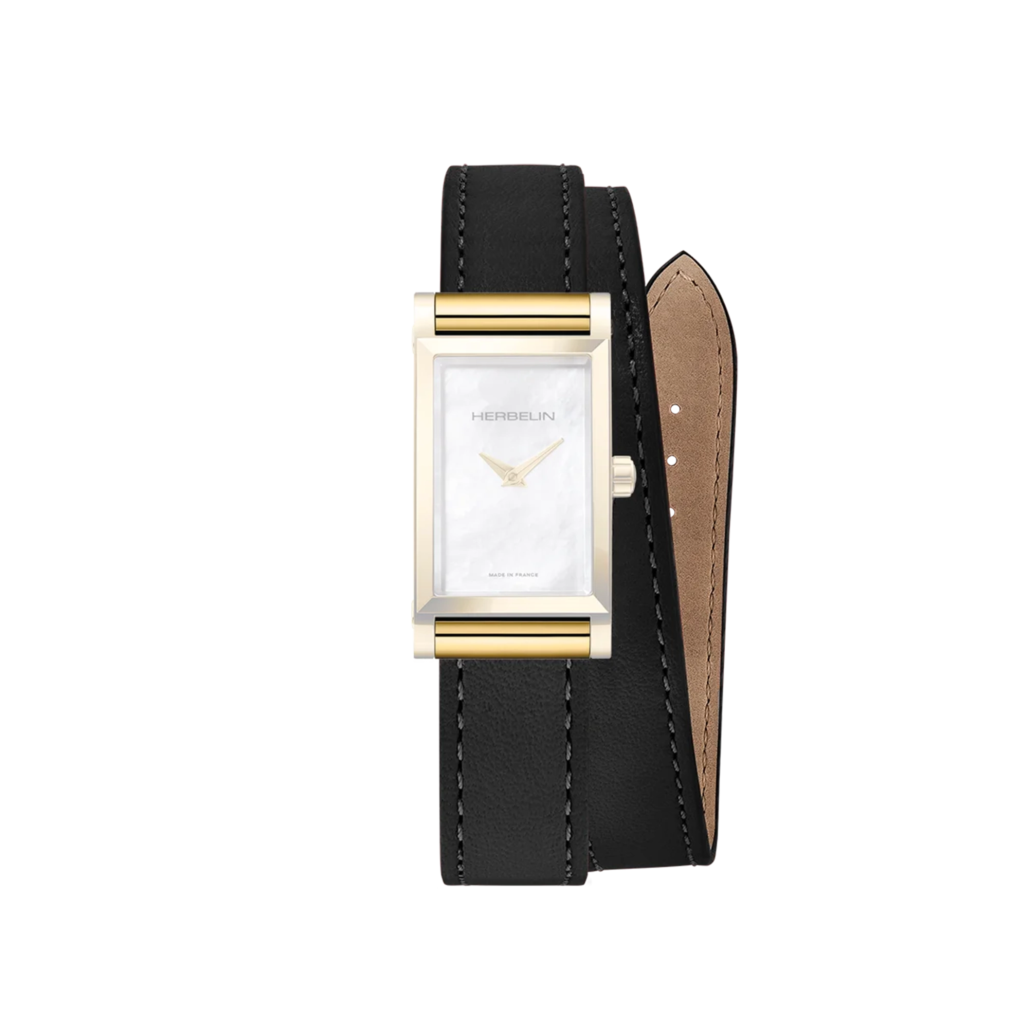 Bracelet Antarès double en cuir noir