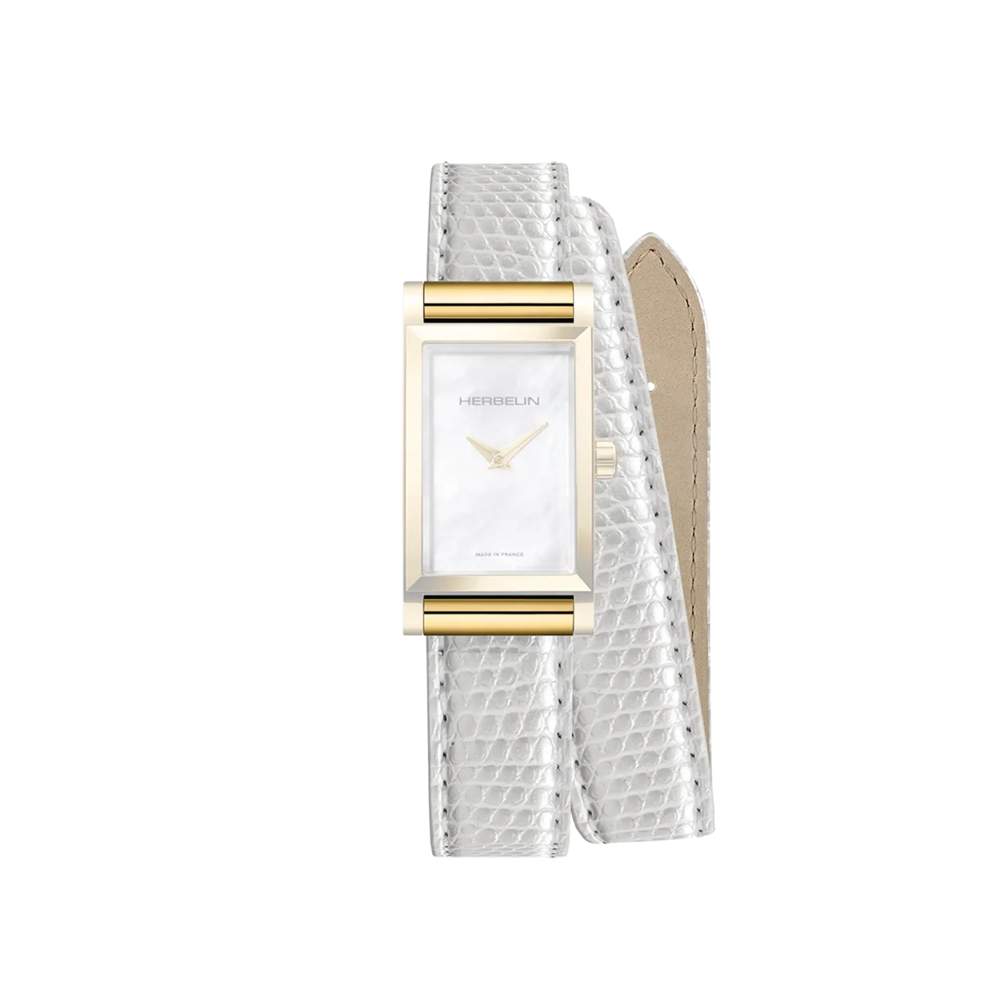 Bracelet Antarès double en iguane blanc