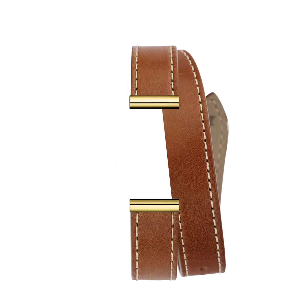 ⁣⁢Pulsera Antarès doble de piel camel⁤⁣