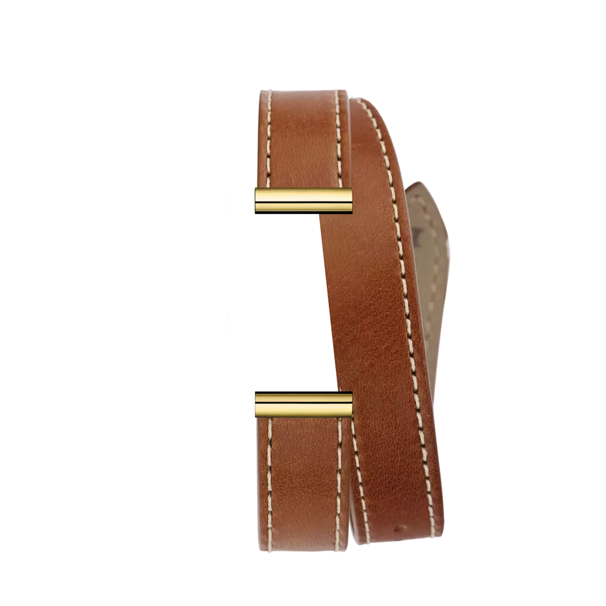 Bracelet Antarès double en cuir camel