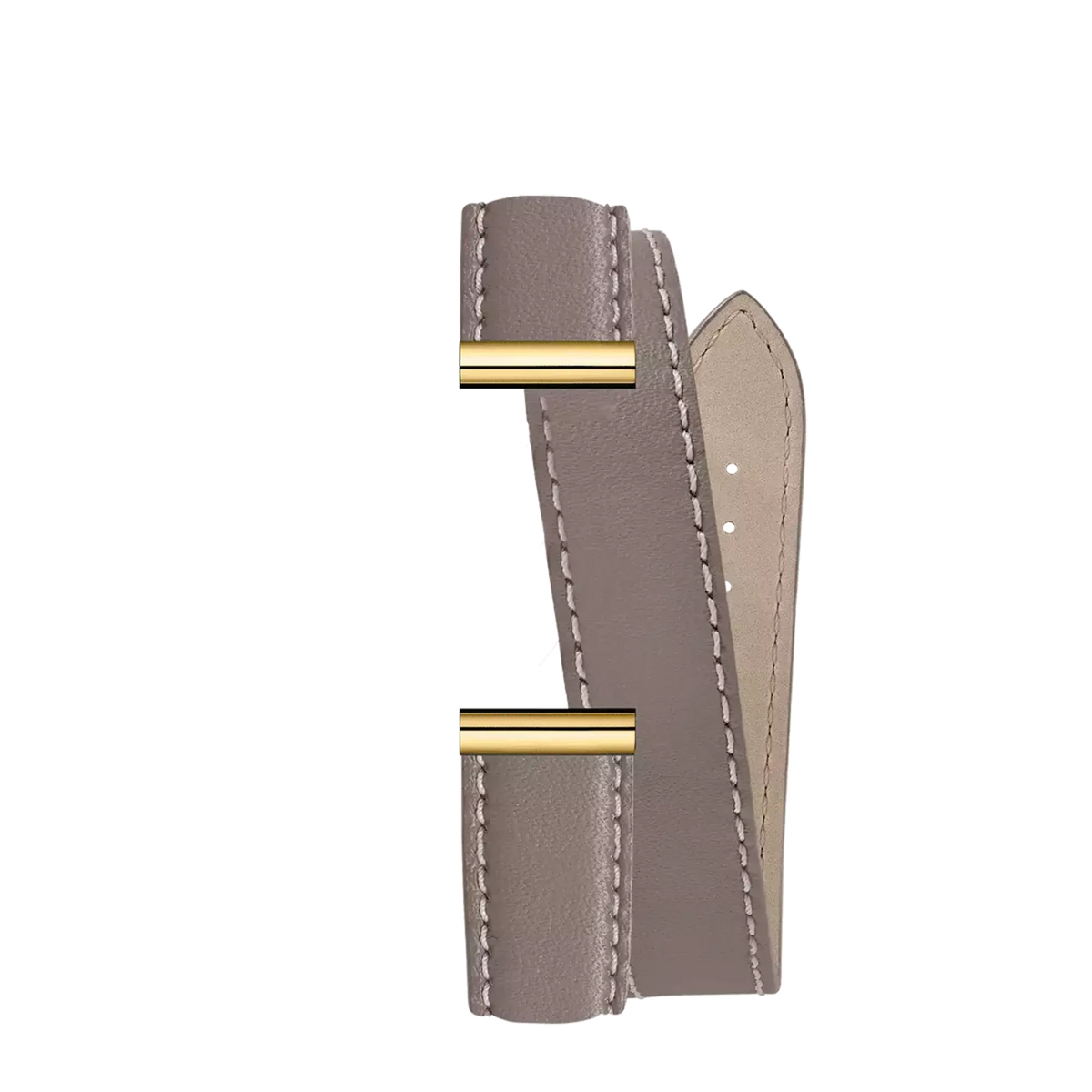 ⁣⁢Antarès double bracelet in beige leather⁤⁣