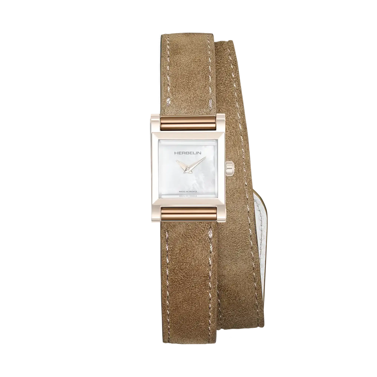 ⁣⁢Bracciale Antarès doppio in camoscio color cammello⁤⁣
