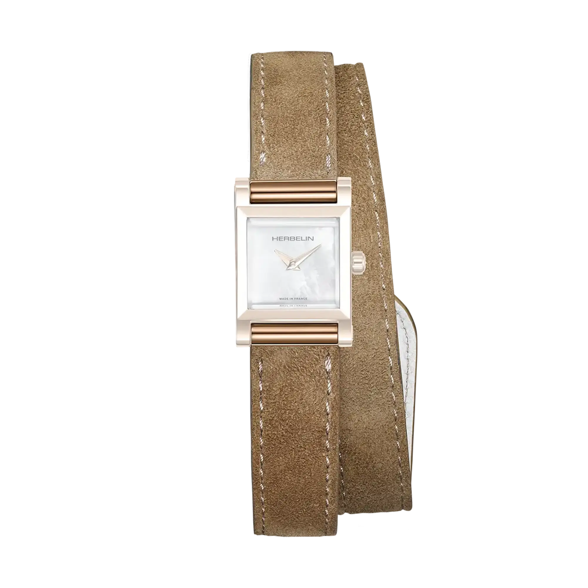 Bracelet Antarès double en suédé camel