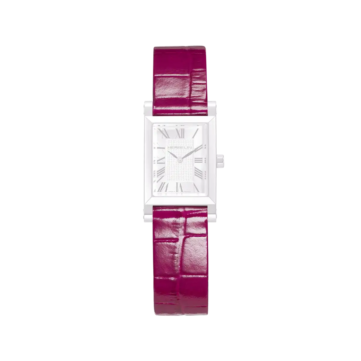 ⁣⁢Bracciale Antarès in pelle effetto coccodrillo rosa⁤⁣