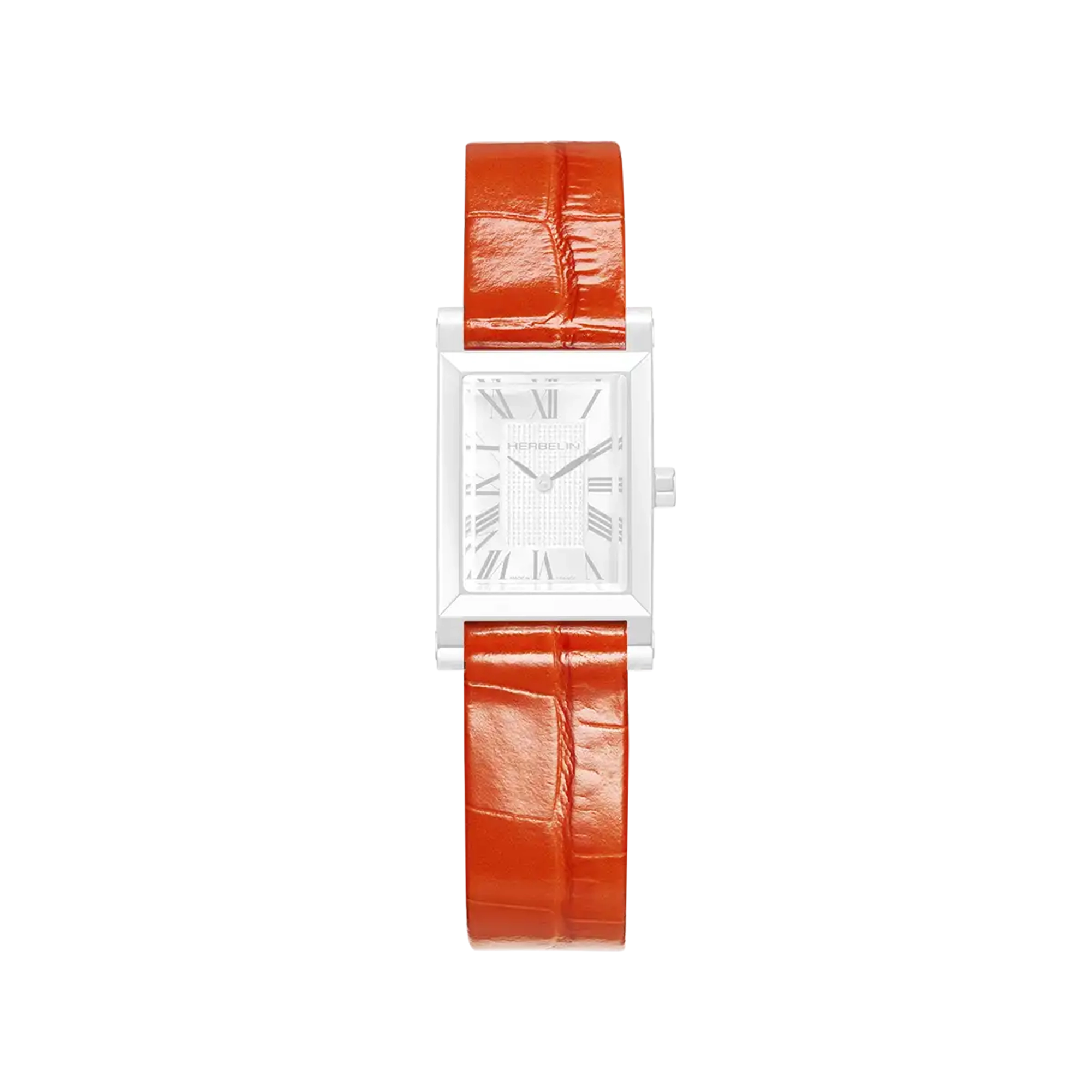 Bracelet Antarès en cuir façon croco orange