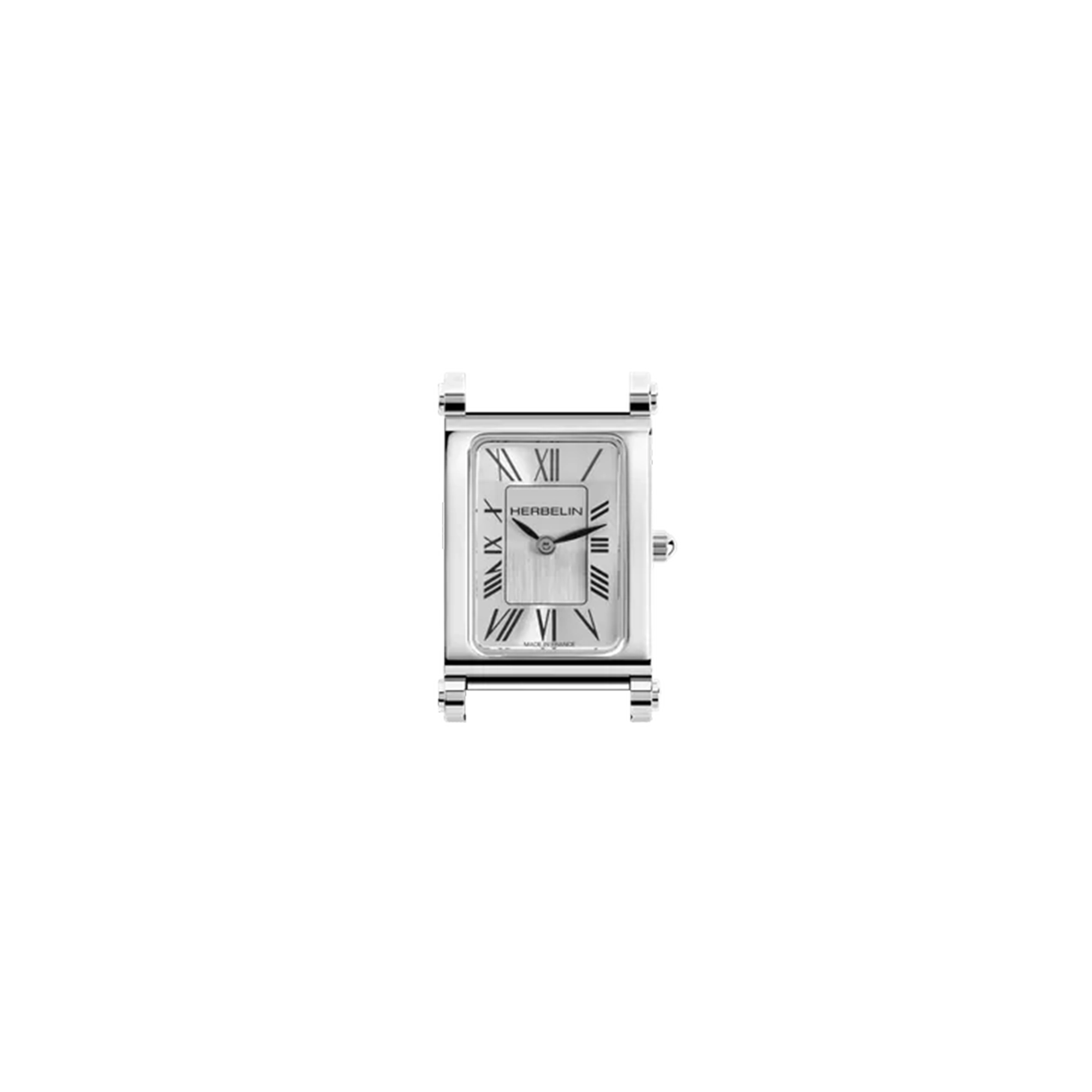 Antarès, cadran argent blanc, boîtier rectangle acier