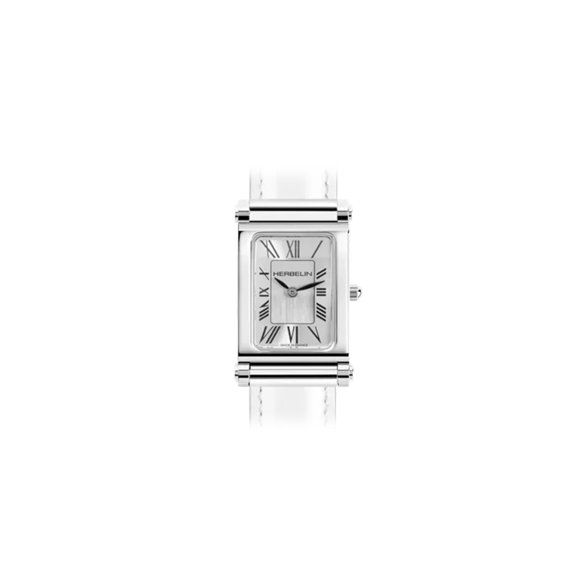 Antarès, cadran argent blanc, boîtier rectangle acier