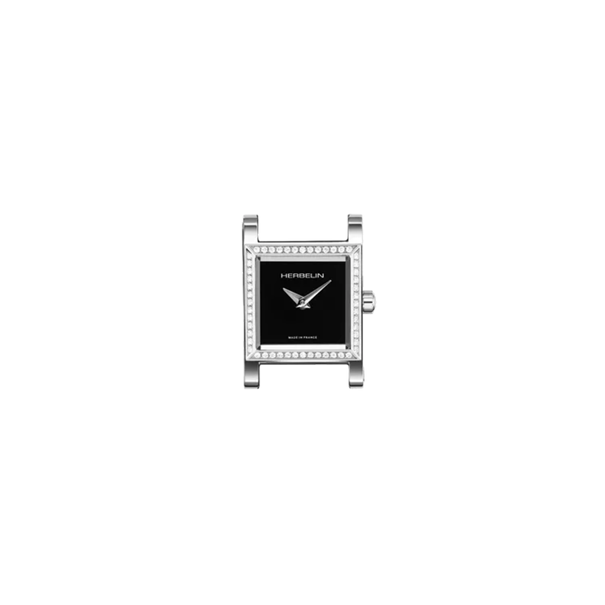 ⁣⁢Antarès, quadrante nero, cassa quadrata in acciaio⁤⁣