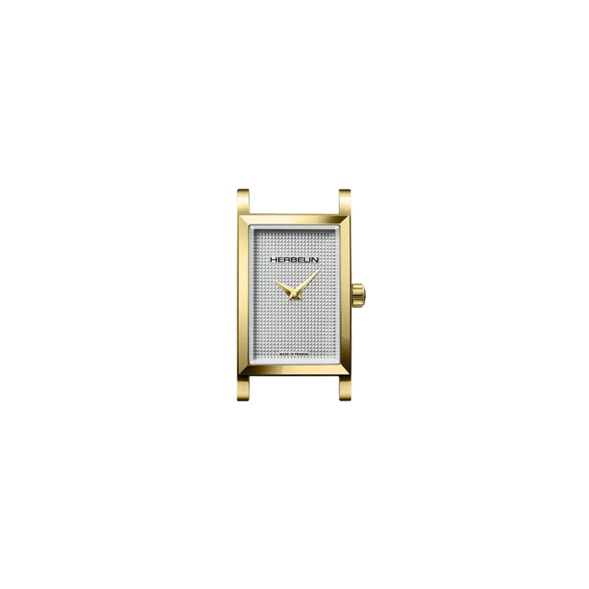 ⁣⁢Antarès, quadrante argenté guilloché, cassa rettangolare in acciaio PVD oro giallo⁤⁣