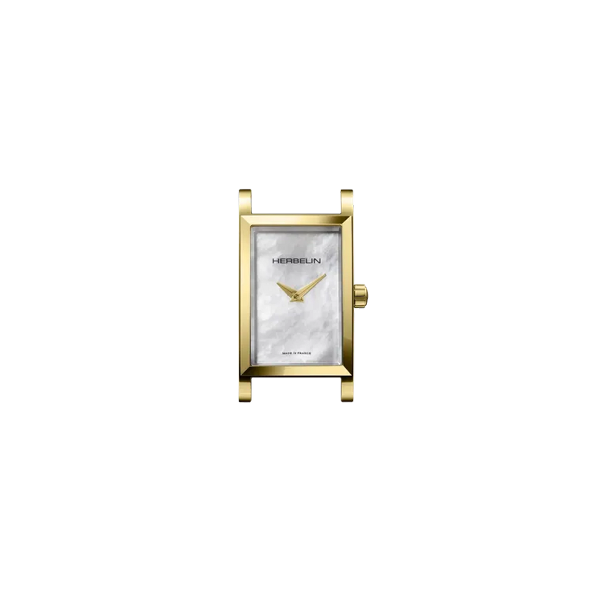 ⁣⁢Antarès, esfera de nácar blanco, caja rectangular de acero PVD oro amarillo⁤⁣