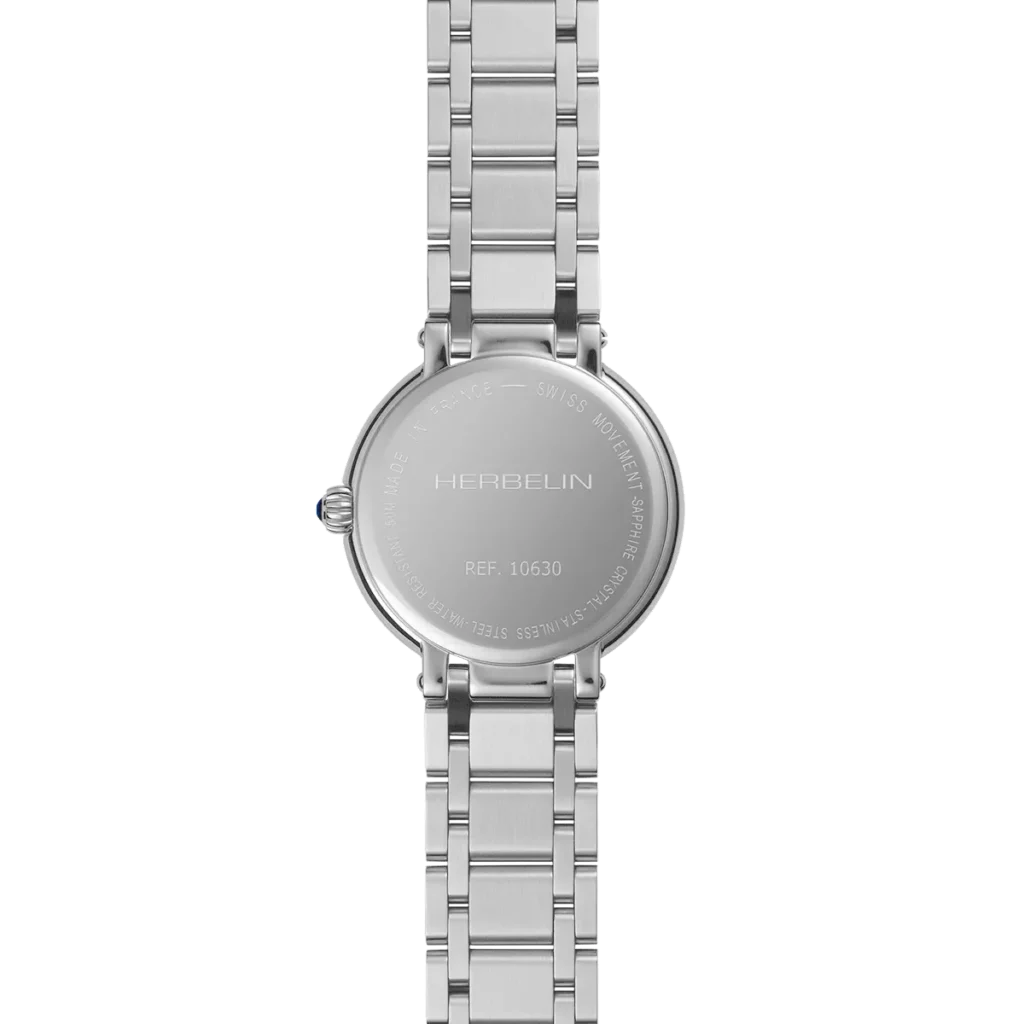 dos montre herbelin acier femme galet elegante