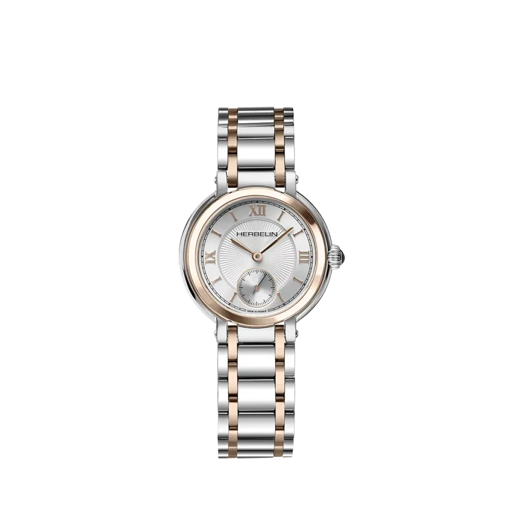 montre galet herbelin argent rose gold pvd