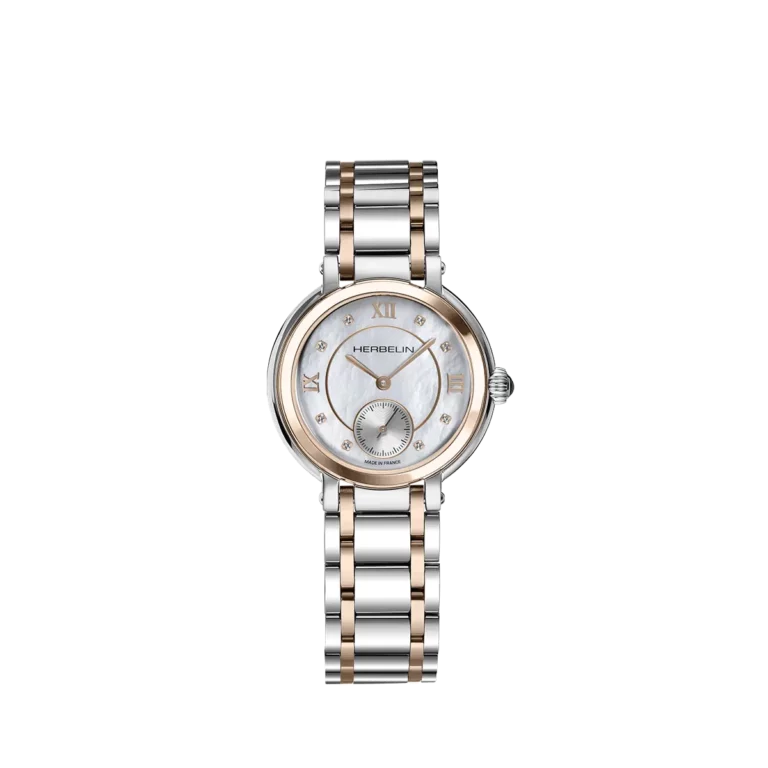 montre herbelin bicolore acier rose gold pvd bracelet femme