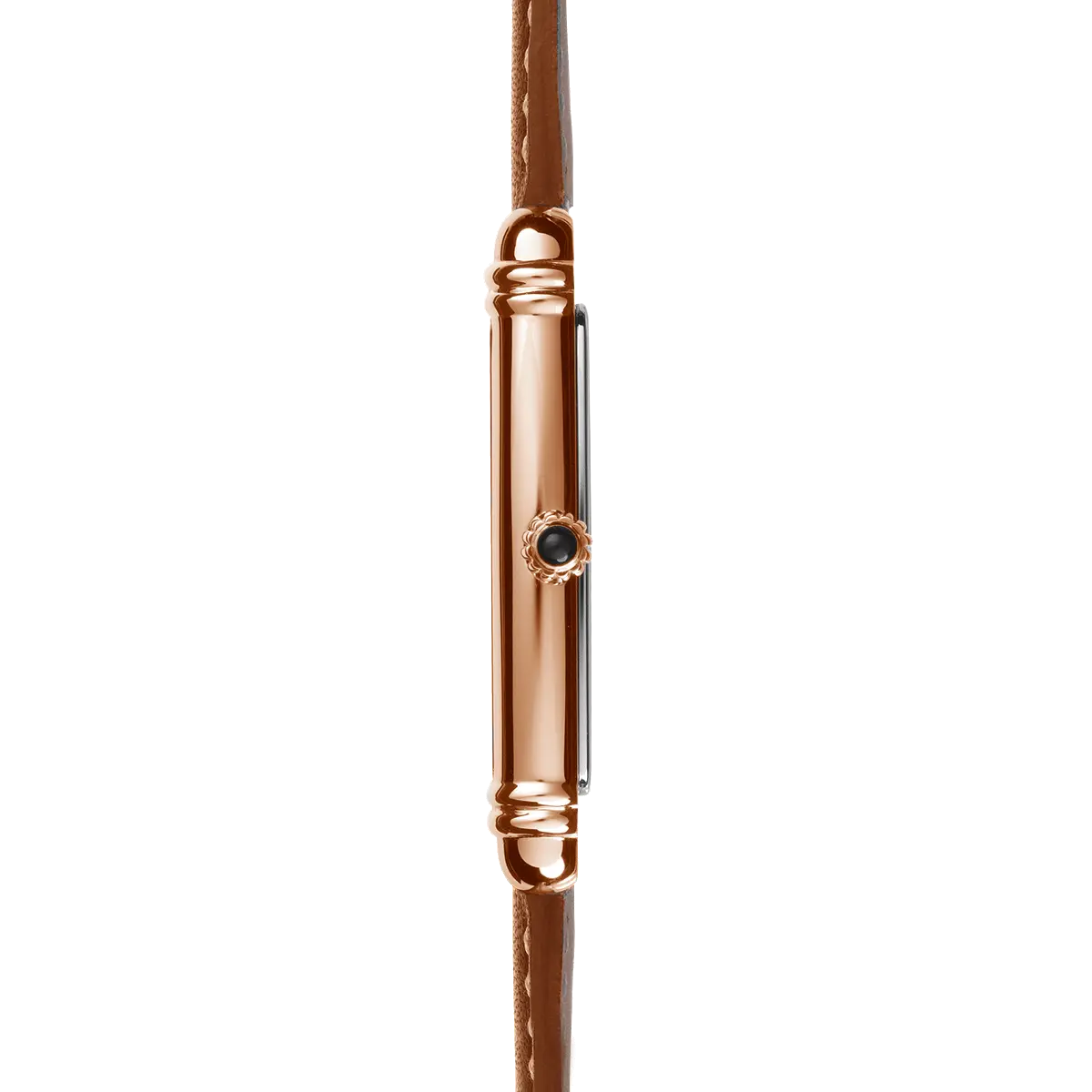 profil montre herbelin homme boitier rose gold pvd bracelet cuir marron art deco