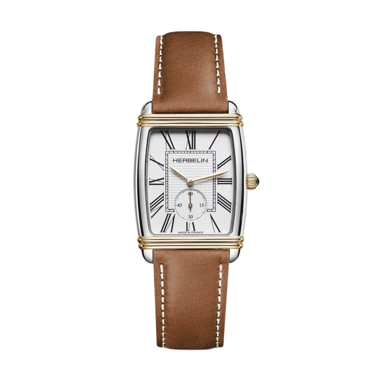 montre herbelin homme boitier bracelet cuir marron