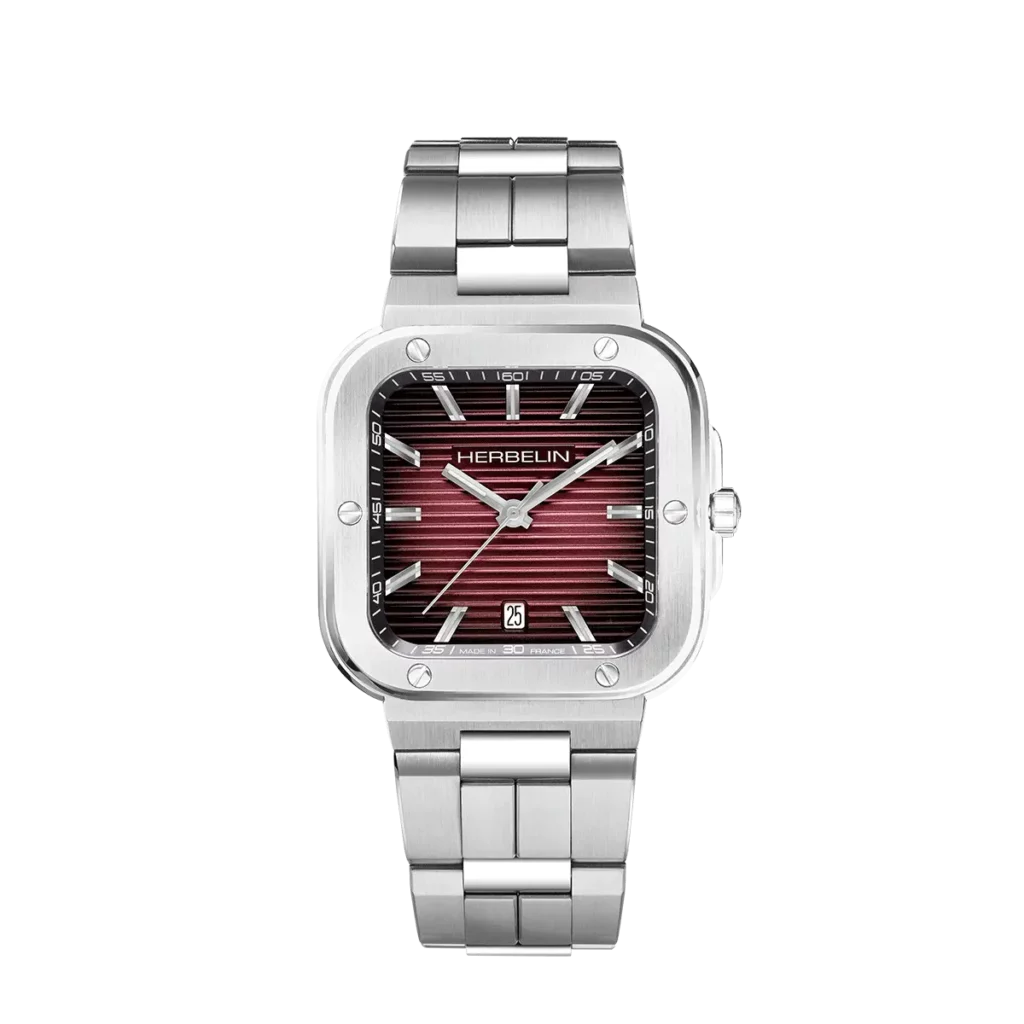 montre homme herbelin cap camarat carre cadran rouge