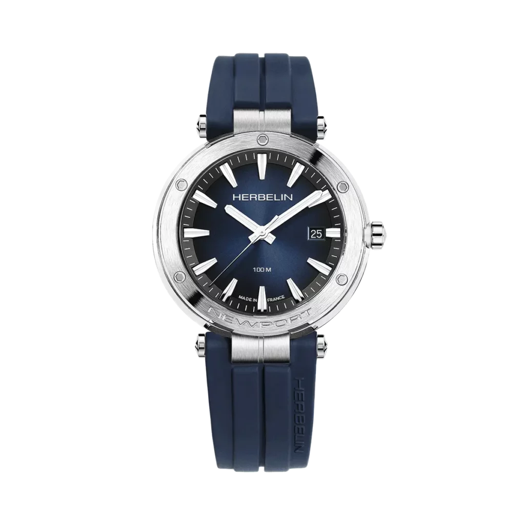 montre herbelin bracelet bleu cadran bleu newport
