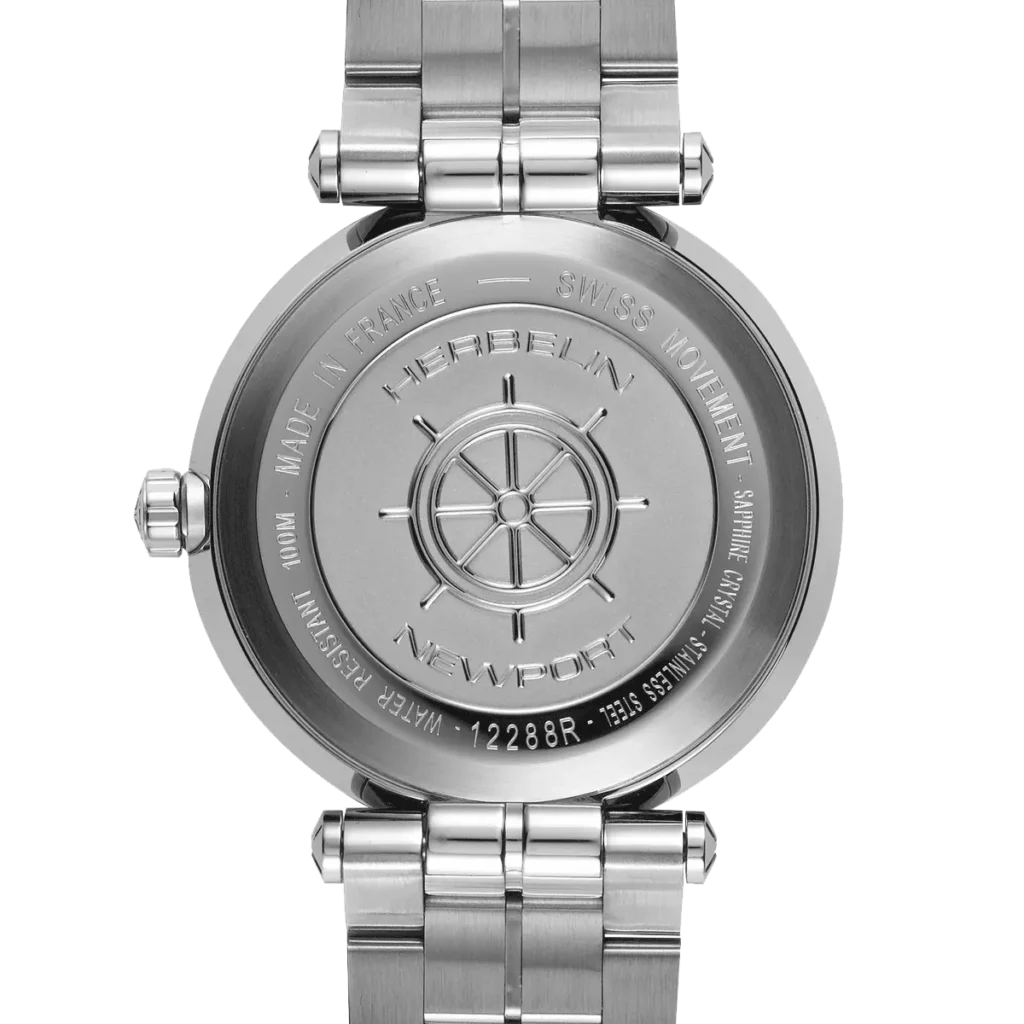 dos montre herbelin bracelet acier cadran bleu modele homme