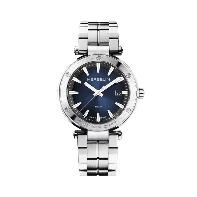 montre herbelin bracelet acier cadran bleu modele homme