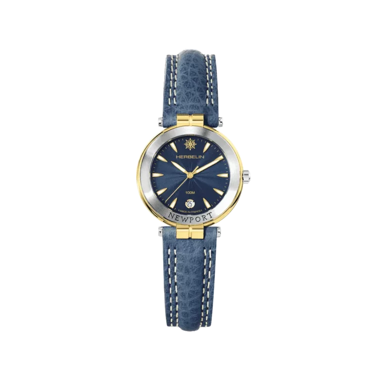 montre herbelin bracelet cuir bleu newport