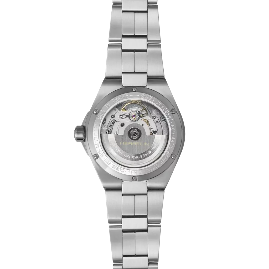 dos montre herbelin cap camarat cadran bleu bracelet acier