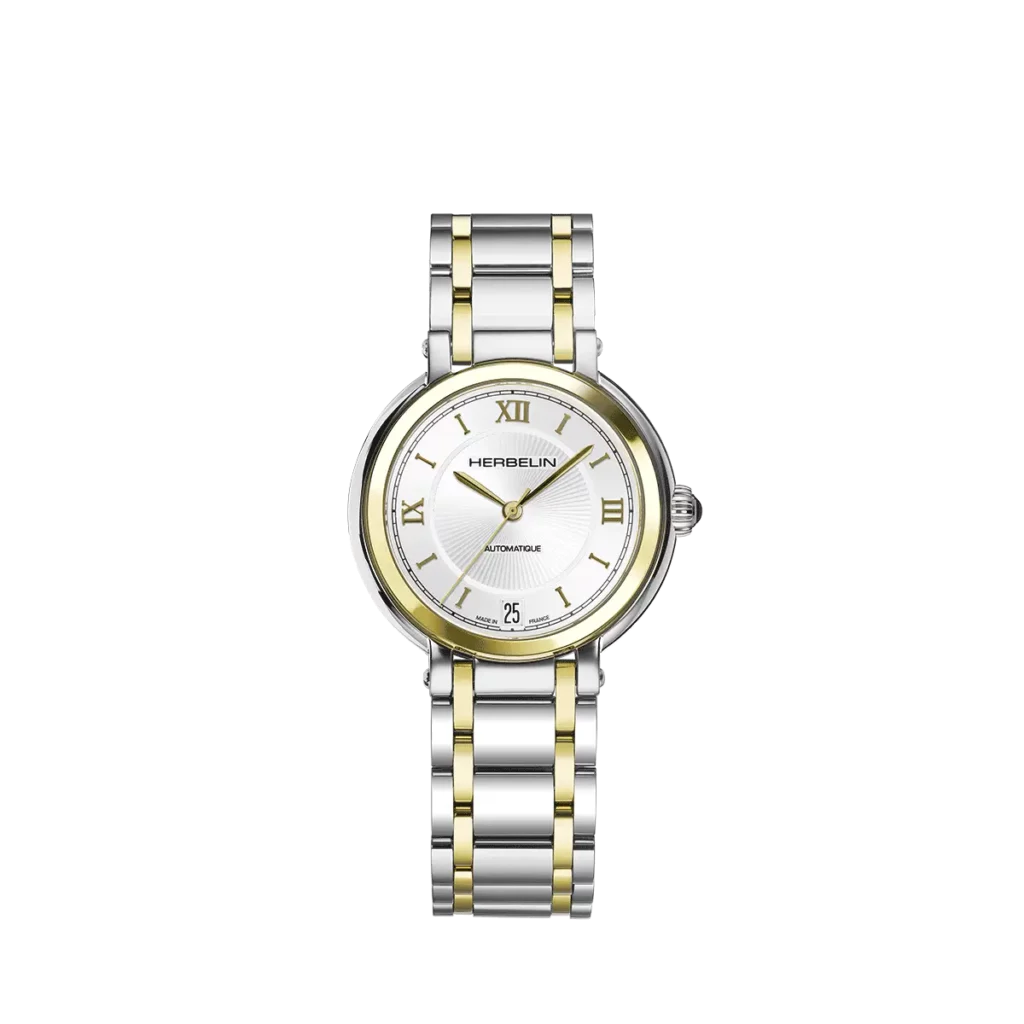montre herbelin galet plaque or jaune bicolore